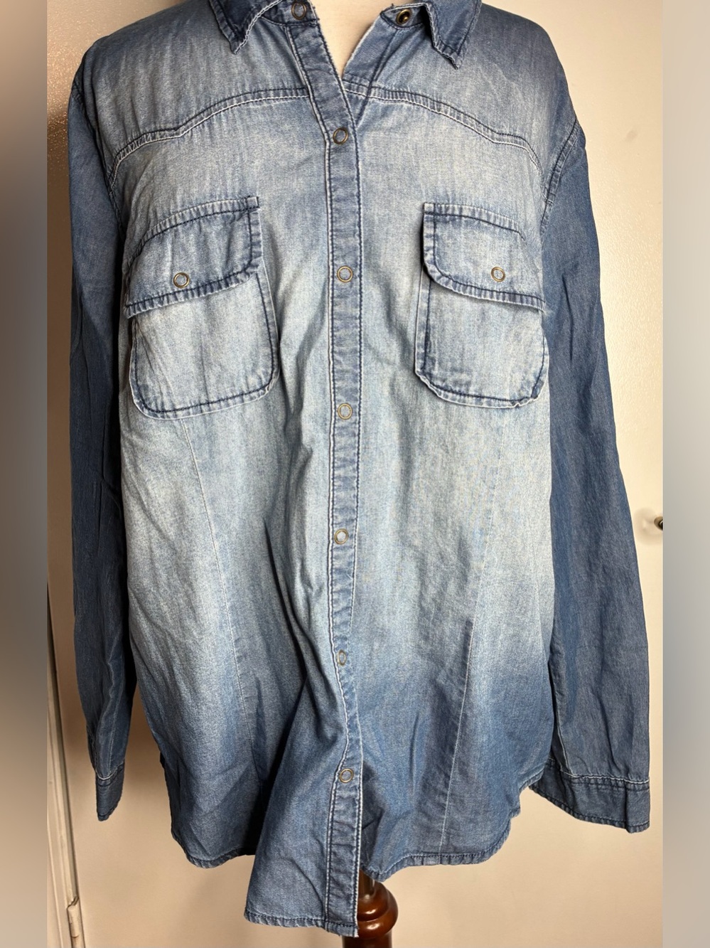 I Heart Ronson Light Blue Denim Button-Up Shirt